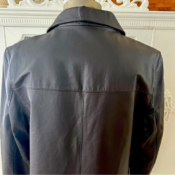 NWT Black Leather Trench Coat - Picture 6 of 16